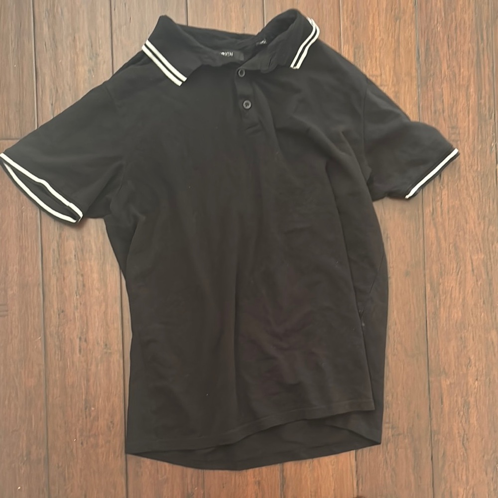 Fashion Nova Black and White Polo Shirt with Sporty Trim